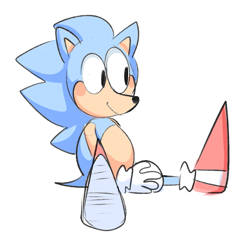 Size: 861x818 | Tagged: safe, artist:beastofeuthanasia, sonic the hedgehog, 2019, blushing, hands together, simple background, sitting, smile, solo, white background