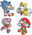Size: 925x1011 | Tagged: safe, artist:diuky, amy rose, knuckles the echidna, miles "tails" prower, sonic the hedgehog, 2020, amybetes, clenched teeth, cute, group, knucklebetes, looking at viewer, looking offscreen, outline, pointing, simple background, smile, sonabetes, tailabetes, transparent background, wink