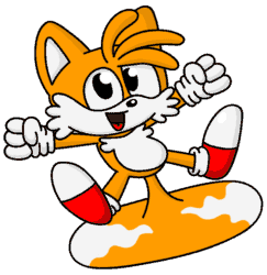 Size: 723x744 | Tagged: safe, artist:diuky, miles "tails" prower, 2018, animated, arms out, classic tails, clenched fists, cute, flying, gif, looking at viewer, mouth open, open smile, outline, posing, simple background, smile, solo, spinning tails, spread legs, tailabetes, transparent background, victory pose