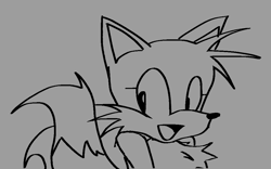 Size: 1027x639 | Tagged: safe, artist:valerieturron, miles "tails" prower, fox, 2024, female, gender swap, grey background, line art, simple background, sketch, solo