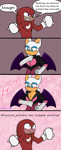 Size: 1372x3384 | Tagged: safe, artist:hayley566, knuckles the echidna, rouge the bat, knuxouge, shipping
