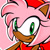 Size: 1000x1000 | Tagged: safe, artist:blackeditsgalore, editor:blackeditsgalore, amy rose, 2023, black edit, dark skin, edit, icon, outline, pink background, simple background, solo, uekawa style