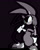 Size: 2048x2542 | Tagged: safe, artist:irregularcloudi, surge the tenrec, 2025, alternate eye color, black background, greyscale, looking at viewer, looking offscreen, monochrome, no mouth, pointing, simple background, solo, spot color, this won't end well, yellow eyes