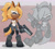 Size: 2048x1837 | Tagged: safe, artist:derukia, whisper the wolf, wolf, 2025, abstract background, dark skin, eyes closed, female, frown, greyscale, gun, holding something, monochrome, one fang, pistol, solo, standing, weapon