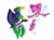 Size: 900x670 | Tagged: safe, artist:mightyray, artist:zero20-2, lumina flowlight, void, sonic shuffle, 2015, duo, flapping wings, flying, looking at each other, signature, simple background, smile, traditional media, upside down, white background