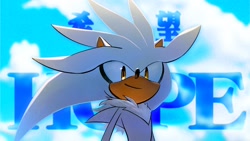Size: 2048x1152 | Tagged: safe, artist:miijiu, silver the hedgehog, hedgehog, blue sky, hope, youtube link in description, youtube thumbnail