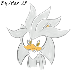Size: 825x789 | Tagged: safe, artist:sleepy3head, silver the hedgehog, hedgehog, 2025, looking at viewer, simple background, smile, solo, white background, white fur