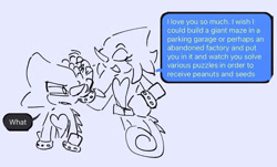Size: 1086x655 | Tagged: safe, artist:tezzbot, espio the chameleon, 2023, dialogue, duo, english text, eyes closed, frown, grey background, headpats, heart chest, line art, liza the chameleon, monochrome, mouth open, petting, simple background, smile, speech bubble, squinting, text