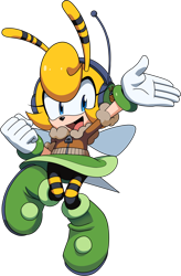 Size: 672x1024 | Tagged: safe, artist:drawloverlala, saffron bee, bee, aviator jacket, clenched fist, flying, headset, looking at viewer, mouth open, open smile, simple background, smile, smiling at viewer, solo, transparent background