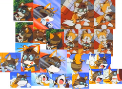 Size: 1280x939 | Tagged: safe, editor:waffletoast215, miles "tails" prower, sonic the ova, 2019, collage, edit, goggles, pilot hat, simple background, solo, tornado i, white background