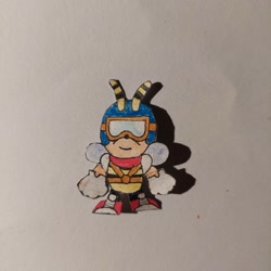 Size: 1728x1728 | Tagged: safe, artist:bruotaku, bee, 2024, goggles, harness, looking at viewer, mello bee, pilot hat, scarf, smile, solo, standing