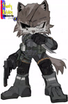 Size: 1280x1951 | Tagged: safe, artist:shootyrefutey, wolf, 2024, big boss, crossover, eyepatch, gun, knife, male, metal gear, metal gear solid v, mobianified, simple background, sneaking suit, solo, tactical gear, white background