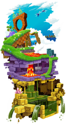 Size: 900x1677 | Tagged: safe, artist:gsilverfish, buzz bomber, caterkiller, green hill zone, labyrinth zone, sonic the hedgehog (1991), 2010, badnik, batbrain, bricks, burrobot, checkpoint, clouds, crystal, daytime, flower, grass, jaws, lava, loop, marble zone, monitor, mountain, mountain range, no characters, palm tree, ring, rock, ruins, scenery, south island, spike, totem pole, tree, water, waterfall