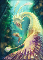 Size: 900x1246 | Tagged: safe, artist:e09etm, chip, bird, sonic unleashed, 2009, chun-nan, duo, gaia phoenix, looking at each other, male, phoenix, size difference, smile, temple