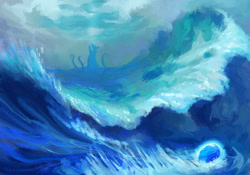 Size: 1000x700 | Tagged: safe, artist:dcison, chaos, perfect chaos, sonic the hedgehog, hedgehog, 2014, clouds, duo, male, ocean, spindash, water