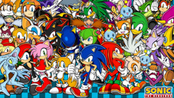Size: 1192x670 | Tagged: safe, artist:soniclover82, amy rose, bark the polar bear, bean the dynamite, big the cat, blaze the cat, chaos, charmy bee, cheese (chao), cosmo the seedrian, cream the rabbit, e-102 gamma, e-123 omega, eggman nega, emerl, espio the chameleon, jet the hawk, knuckles the echidna, marine the raccoon, metal sonic, mighty the armadillo, miles "tails" prower, nack the weasel, ray the flying squirrel, robotnik, rouge the bat, shadow the hedgehog, silver the hedgehog, sonic the hedgehog, storm the albatross, tikal, vanilla the rabbit, vector the crocodile, wave the swallow