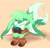 Size: 2048x1985 | Tagged: safe, artist:colorfulplasma, oc, oc:mint prower, fox, 2025, beige background, cute, eyelashes, eyes closed, fankid, fennec, holding something, magical gay spawn, nonbinary, oc only, parent:kit, parent:tails, parents:kittails, simple background, sitting, smile, solo, solo nonbinary