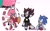 Size: 2268x1400 | Tagged: safe, artist:fravoccado, amy rose, shadow the hedgehog, sonic the hedgehog, hedgehog, card, dialogue, english text, female, male, motorcycle, piko piko hammer, simple background, tarot card, trio, vehicle, white background
