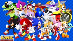 Size: 1920x1080 | Tagged: safe, artist:nibroc-rock, artist:soniclover82, amy rose, big the cat, blaze the cat, charmy bee, cheese (chao), cream the rabbit, e-123 omega, espio the chameleon, knuckles the echidna, marine the raccoon, metal sonic, miles "tails" prower, robotnik, rouge the bat, shadow the hedgehog, silver the hedgehog, sonic the hedgehog, vector the crocodile, 3d, wallpaper