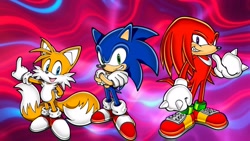 Size: 1920x1080 | Tagged: safe, artist:soniclover82, knuckles the echidna, miles "tails" prower, sonic the hedgehog, team sonic, trio, wallpaper