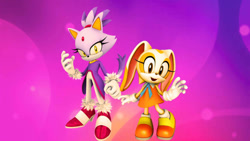Size: 1192x670 | Tagged: safe, artist:soniclover82, blaze the cat, cream the rabbit, 3d, alternate version, duo, wallpaper