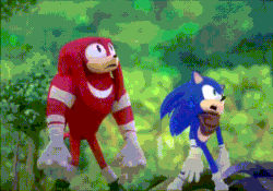 Size: 500x350 | Tagged: safe, knuckles the echidna, sonic the hedgehog, echidna, hedgehog, animated, blinking, duo, gif, jaw drop, male, screencap, shocked, sonic boom (tv)