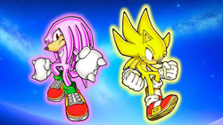 Size: 1192x670 | Tagged: safe, artist:soniclover82, sonic the hedgehog, super sonic, hyper knuckles, super form