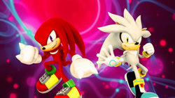 Size: 1192x670 | Tagged: safe, artist:soniclover82, knuckles the echidna, silver the hedgehog