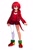 Size: 512x768 | Tagged: safe, ai art, knuckles the echidna, human, asymmetrical clothes, asymmetrical legwear, humanized, jacket, male, official style, partially humanized, purple eyes, red hair, shirt, shoes, shorts, simple background, single leg pantyhose, solo, white background