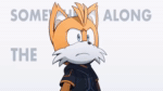 Size: 640x358 | Tagged: safe, artist:thatbirdguy_, miles "tails" prower, nine, sonic the hedgehog, sonic prime, animated, english text, fight, music video, pmv, self paradox, simple background, song lyrics, text, trio, webm, white background, youtube