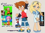Size: 1680x1233 | Tagged: safe, artist:risziarts, chris thorndyke, maria robotnik, human, beige background, chrisabetes, cute, duo, mariabetes, outline, reference inset, simple background