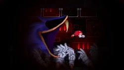 Size: 427x240 | Tagged: semi-grimdark, knuckles the echidna, oc, oc:sonic.exe, gliding, hands, screencap, sonic.exe: one last round