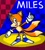 Size: 856x948 | Tagged: safe, artist:rhedmoz, miles "tails" prower, 2022, abstract background, alternate eye color, blue shoes, brown eyes, character name, checkered background, looking at viewer, male, mouth open, open smile, pointing, signature, smile, smiling at viewer, solo, standing