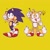 Size: 1080x1080 | Tagged: safe, artist:pyroboxes, miles "tails" prower, sonic the hedgehog, 2025, blushing, cute, duo, exclamation mark, flat colors, lightbulb, looking at viewer, mouth open, open smile, outline, pointing, ring, simple background, smile, smiling at viewer, sonabetes, sparkles, standing, tailabetes, yellow background