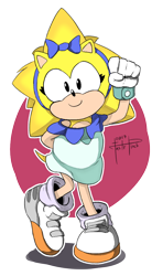 Size: 600x1084 | Tagged: safe, artist:fastrpinch, oc, oc:astra the hedgehog, hedgehog, 2017, clenched fist, dress, eyelashes, gloves, hand behind back, hand up, looking at viewer, oc only, outline, peach arms, peach fur, posing, shadow (lighting), shoes, signature, simple background, smile, smiling at viewer, solo, standing, transparent background, yellow fur