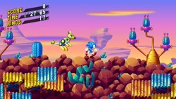 Size: 1280x720 | Tagged: safe, artist:christian whitehead, sonic the hedgehog, 2025, badnik, classic sonic, duo, kanga clanga, prototype, robot, running, screencap