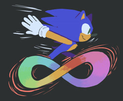 Size: 2048x1680 | Tagged: safe, artist:mikadot-art, sonic the hedgehog, 2025, autism symbol, black background, chest fluff, looking ahead, looking offscreen, neurodivergent, running, simple background, smile, solo