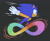 Size: 2048x1680 | Tagged: safe, artist:mikadot-art, sonic the hedgehog, hedgehog, 2025, autism symbol, black background, chest fluff, looking ahead, looking offscreen, male, neurodivergent, running, simple background, smile, solo