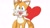 Size: 2048x1152 | Tagged: safe, artist:seen023hey, miles "tails" prower, 2025, heart, heart hands, looking at viewer, simple background, smile, smiling at viewer, solo, standing, tongue out, white background