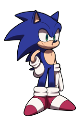 Size: 1945x2845 | Tagged: safe, artist:starampharos, sonic the hedgehog, 2023, hand on hip, looking offscreen, simple background, smile, solo, standing, transparent background