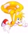 Size: 1717x2048 | Tagged: safe, artist:fakesonicfan, miles "tails" prower, flying, looking at viewer, mid-air, simple background, smile, solo, spinning tails, thumbs up, white background