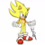 Size: 894x894 | Tagged: safe, artist:hiddenmatrixyt, sonic the hedgehog, super sonic, clenched fists, frown, looking offscreen, signature, simple background, solo, standing, super form, white background
