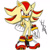 Size: 894x894 | Tagged: safe, artist:hiddenmatrixyt, shadow the hedgehog, super shadow, frown, signature, simple background, solo, standing, super form, uekawa style, white background