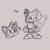 Size: 1192x1192 | Tagged: safe, artist:tlaizs, miles "tails" prower, fox, 2022, classic sonic (universe), classic tails, clenched fists, cute, grey background, line art, looking offscreen, male, monochrome, mouth open, simple background, sketch, smile, solo, standing, tailabetes