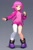 Size: 512x768 | Tagged: safe, ai art, espio the chameleon, human, asymmetrical clothes, asymmetrical legwear, bandage on leg, gradient background, humanized, jacket, male, official style, purple hair, shirt, shoes, shorts, single leg pantyhose, solo, yellow eyes