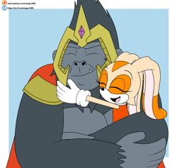 Size: 3153x2993 | Tagged: safe, artist:eagc7, cream the rabbit, grodd (dc comics), hugging