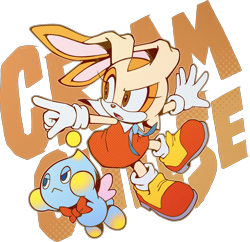 Size: 2047x1980 | Tagged: safe, cheese (chao), cream the rabbit, chao, rabbit, angry, cheese the chao, female, flying, pointing, transparent background