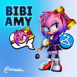 Size: 1200x1200 | Tagged: safe, artist:vinuui_, amy rose, gradient background, piko piko hammer, solo