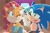 Size: 2022x1335 | Tagged: safe, artist:angiethecat, sally acorn, sonic the hedgehog, chipmunk, hedgehog, squirrel, duo, female, male, sock puppet, younger