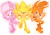 Size: 2941x2076 | Tagged: safe, artist:domestic maid, sonia the hedgehog, sonic the hedgehog, super sonic, 2019, barefoot, brother and sister, brothers, clenched fists, flying, frown, gloves off, looking at viewer, looking offscreen, manic the hedgehog, mid-air, missing accessory, naked, shoes off, siblings, simple background, smile, smiling at viewer, socks off, super form, super manic, super sonia, transparent background, trio